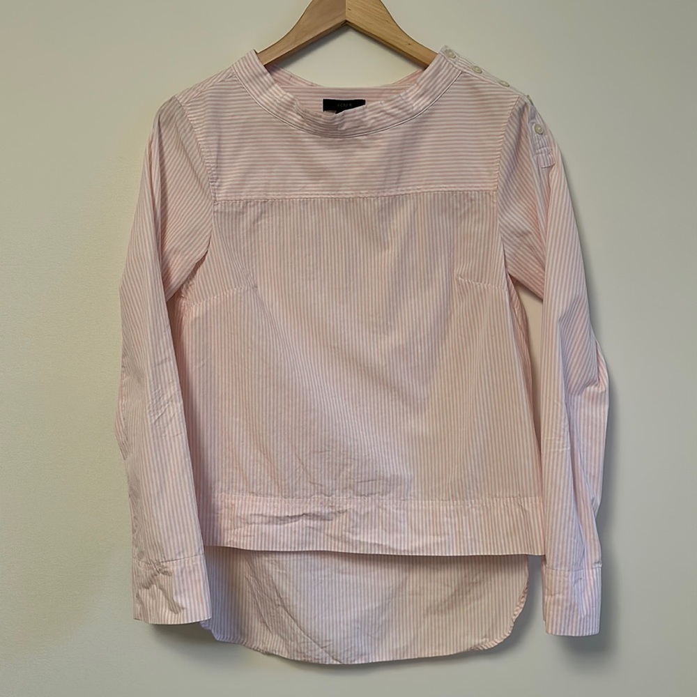 J.Crew pink striped boatneck shirt